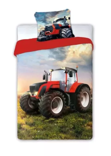 Bavlnené obliečky - Traktor červený - 140 x 200 cm + 70 x 90 cm - FARO