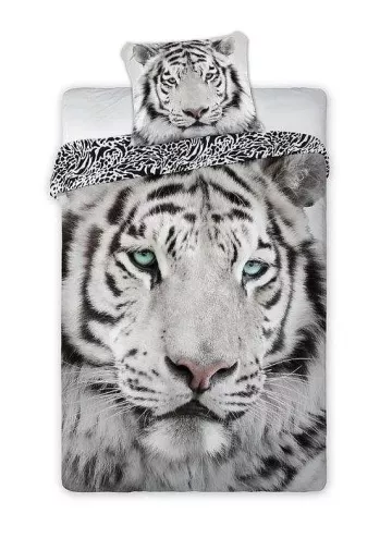 Bavlnené obliečky - Biely Tiger - 140 x 200 cm + 70 x 90 cm - Faro