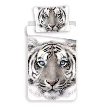 Bavlnené obliečky - Biely Tiger - 140 x 200 cm + 70 x 90 cm - JERRY FABRICS 